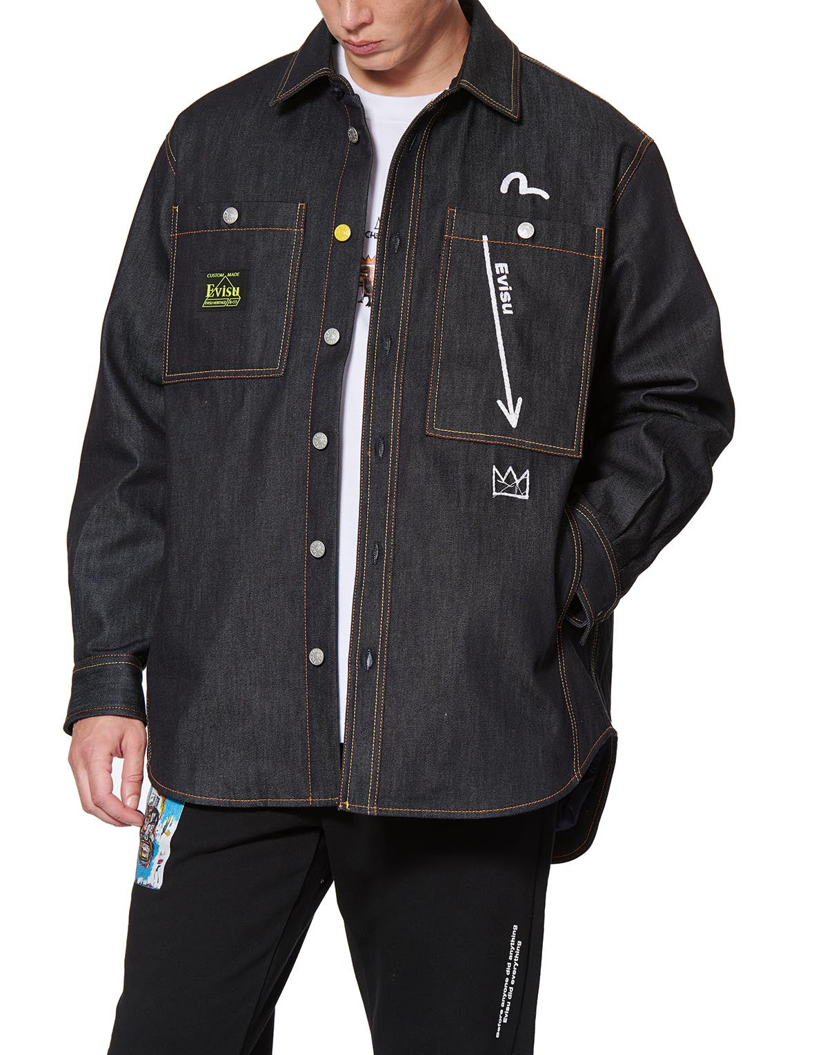 EVISU x Jean Michel Basquiat《無題》夾棉牛仔襯衫外套