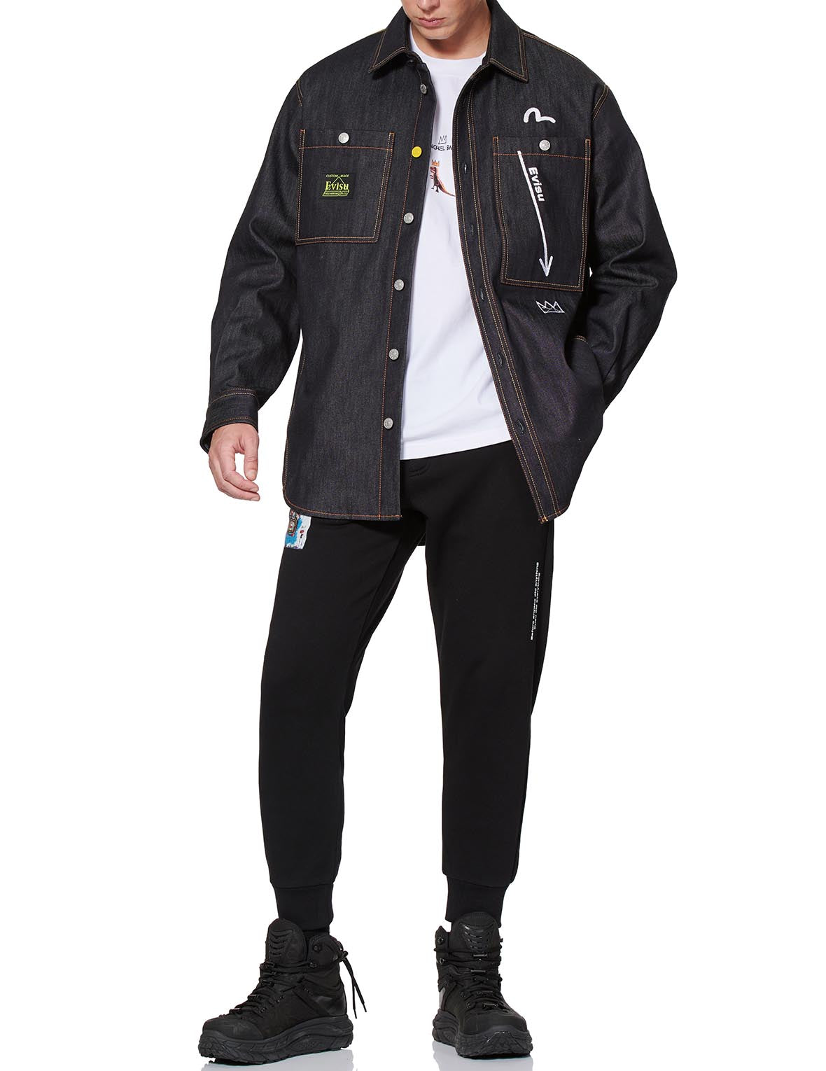 EVISU x Jean Michel Basquiat《無題》夾棉牛仔襯衫外套