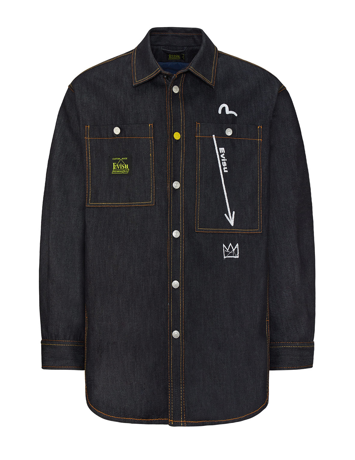 EVISU x Jean Michel Basquiat《無題》夾棉牛仔襯衫外套