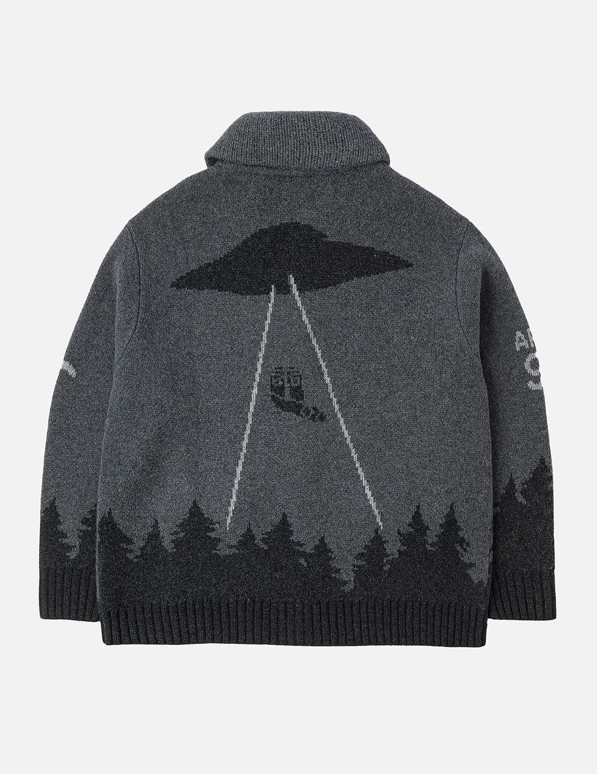 UFO 與考伊琴嵌花圖案寬版休閒針織衛衣
