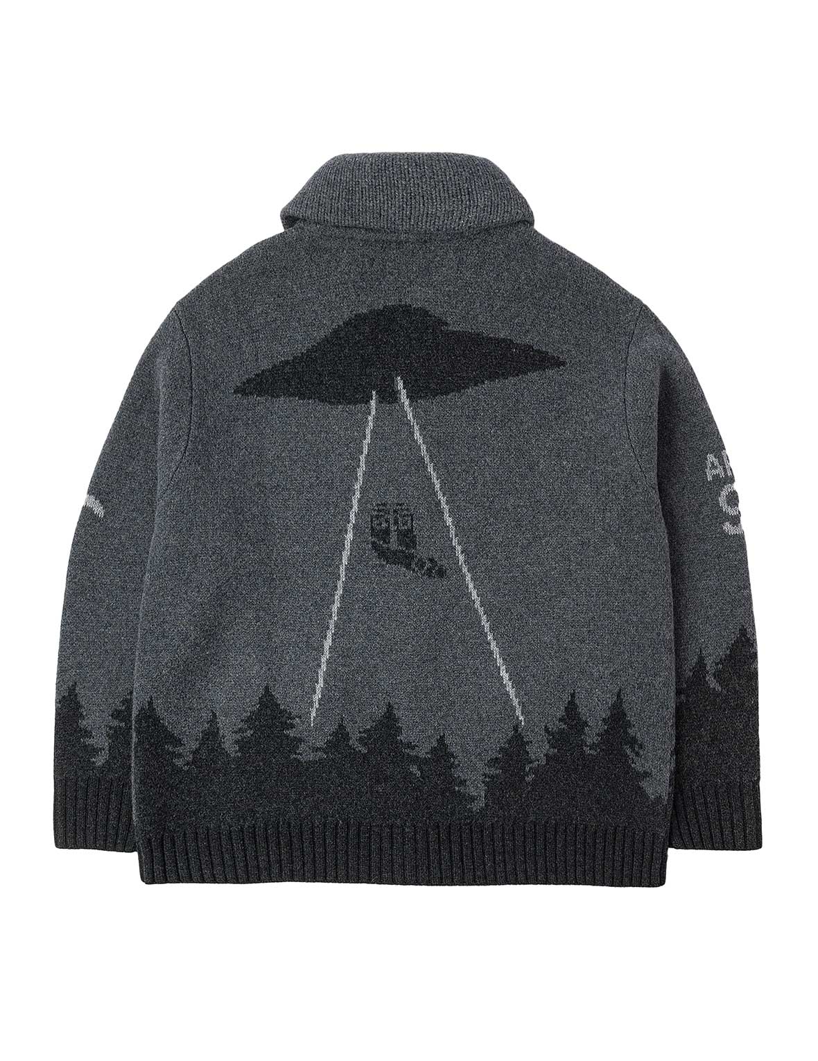 UFO 與考伊琴嵌花圖案寬版休閒針織衛衣