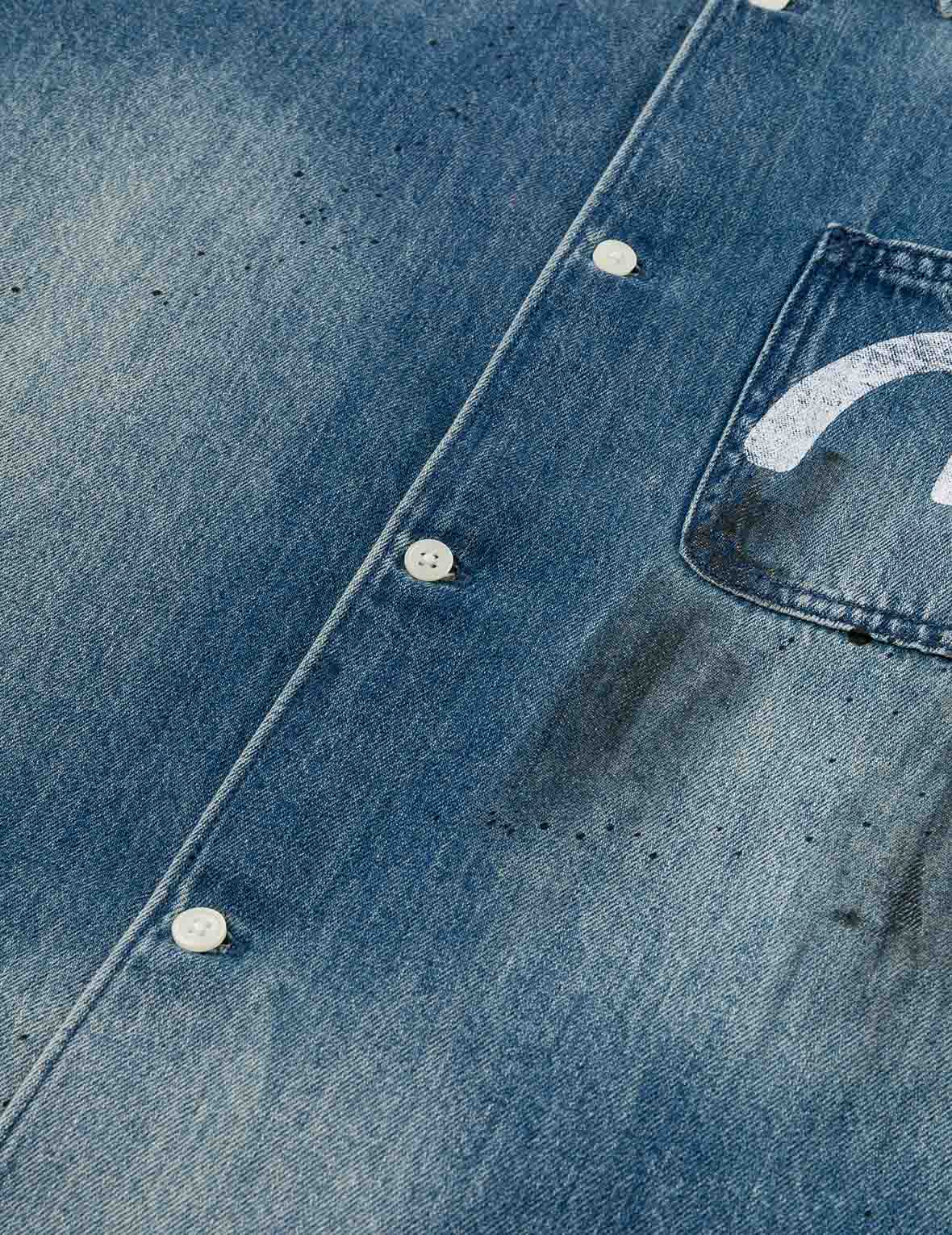 潑墨海鷗印花常規版型木匠牛仔襯衣