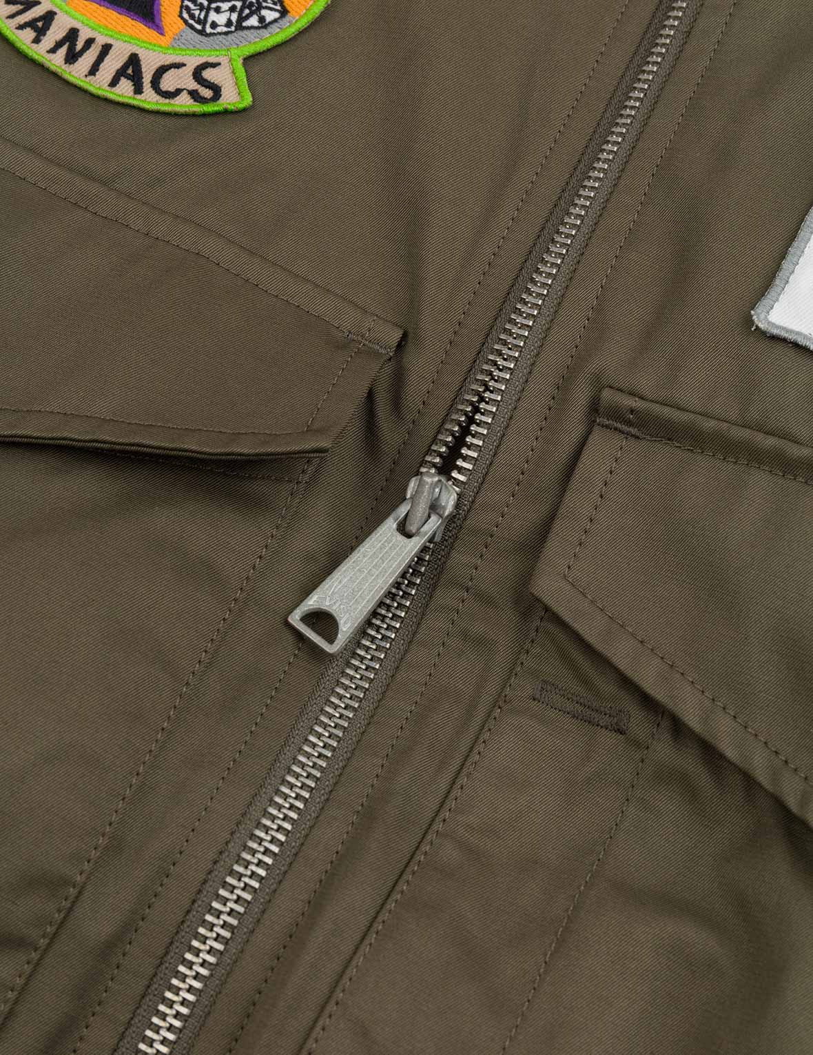 多重商標刺繡徽章常規版型夾棉飛行員外套