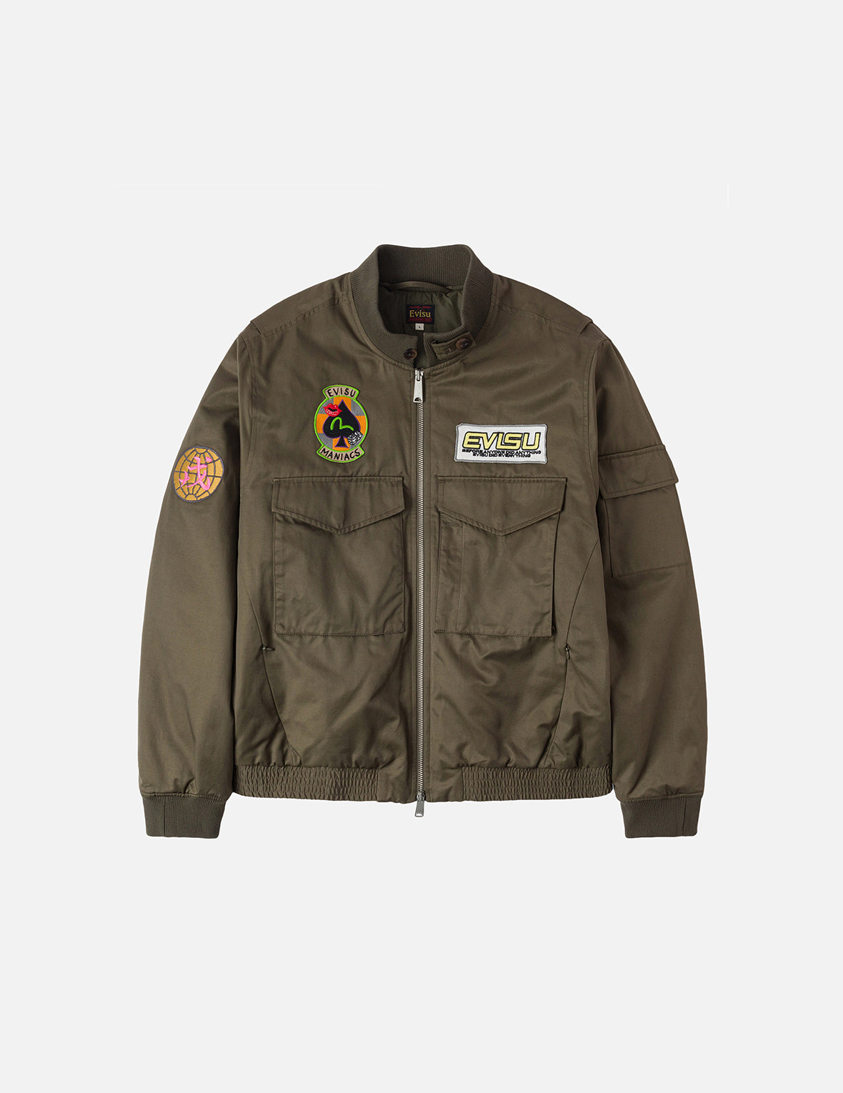 多重商標刺繡徽章常規版型夾棉飛行員外套