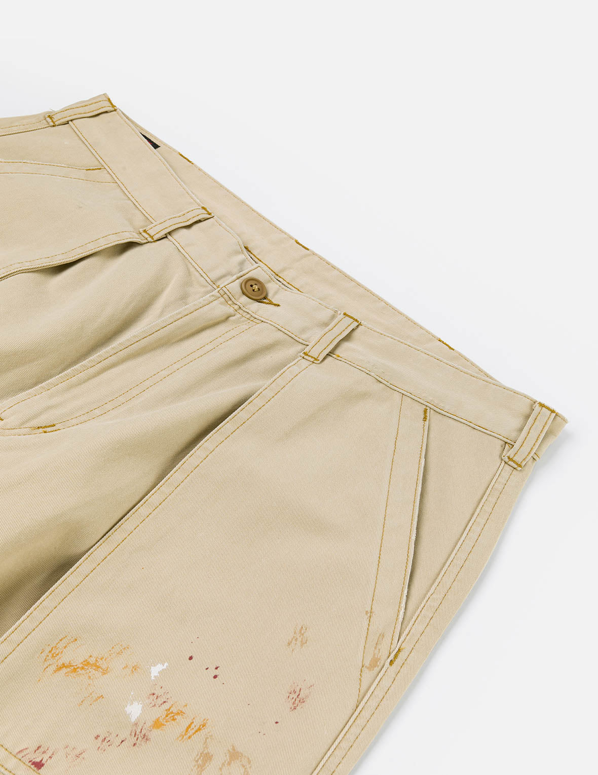 手繪海鷗與潑墨印花寬版休閒飛行褲