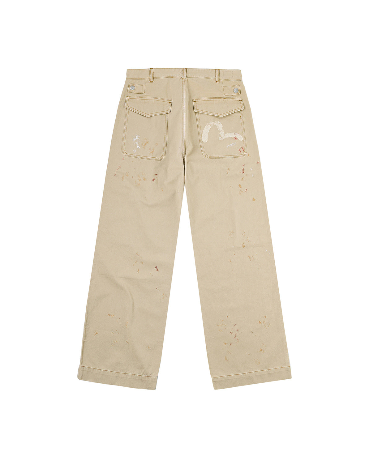 手繪海鷗與潑墨印花寬版休閒飛行褲