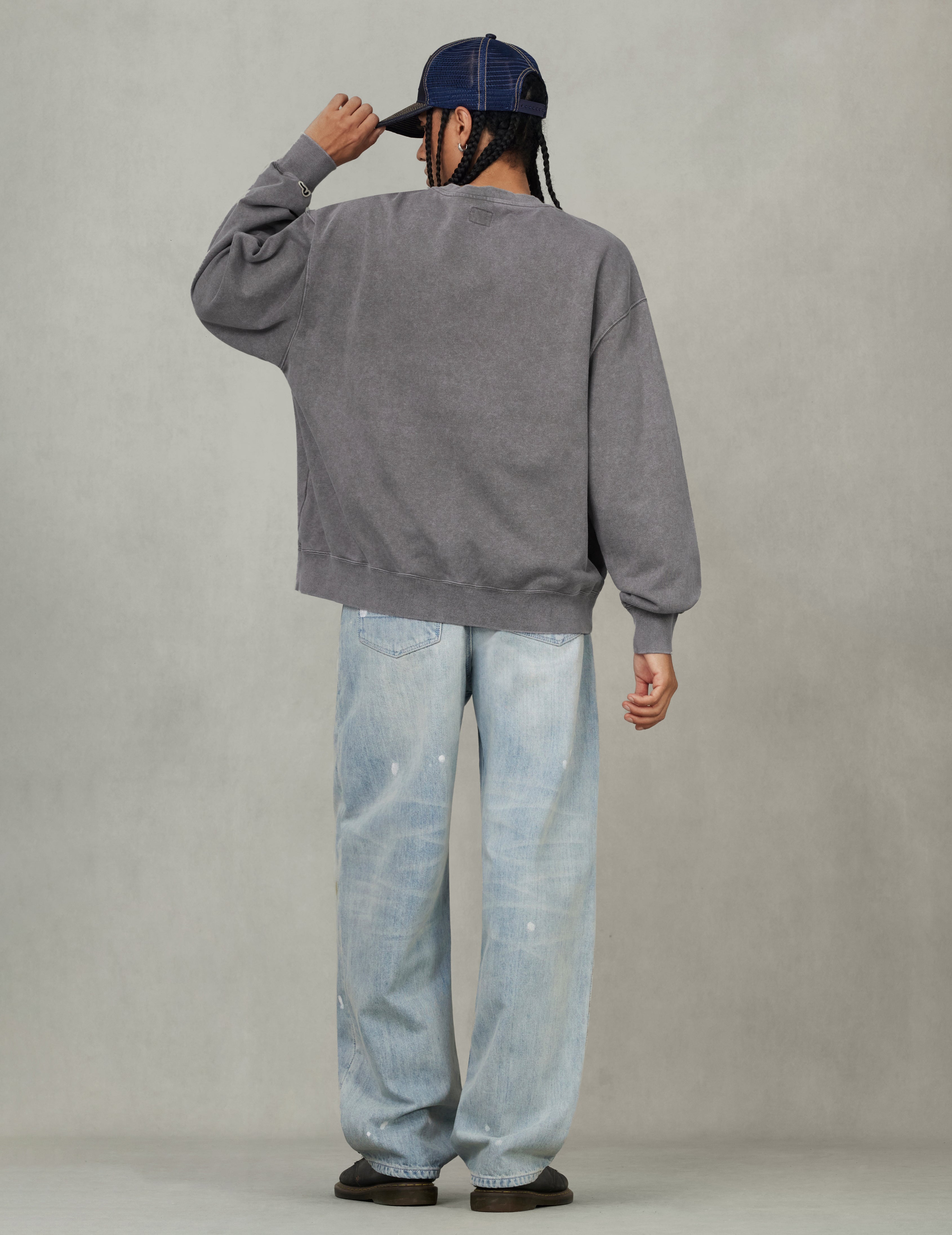 UFO印花與海鷗貼布繡寬版休閒衛衣