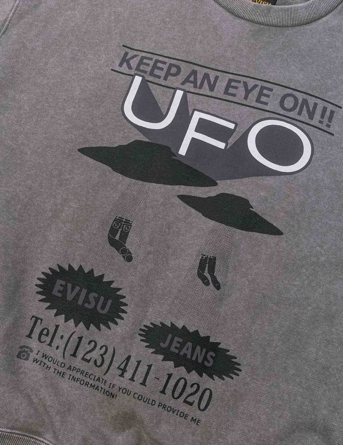 UFO印花與海鷗貼布繡寬版休閒衛衣