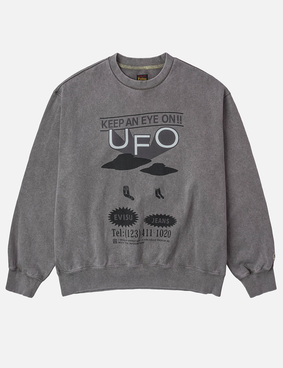 UFO印花與海鷗貼布繡寬版休閒衛衣