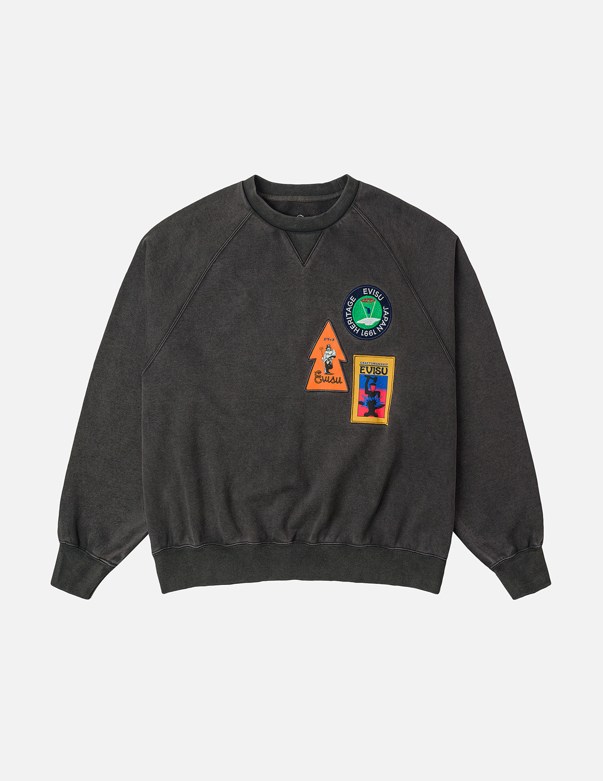 American "Ebisu" Patch and Seagull Embroidery Relax Fit Sweatshirt