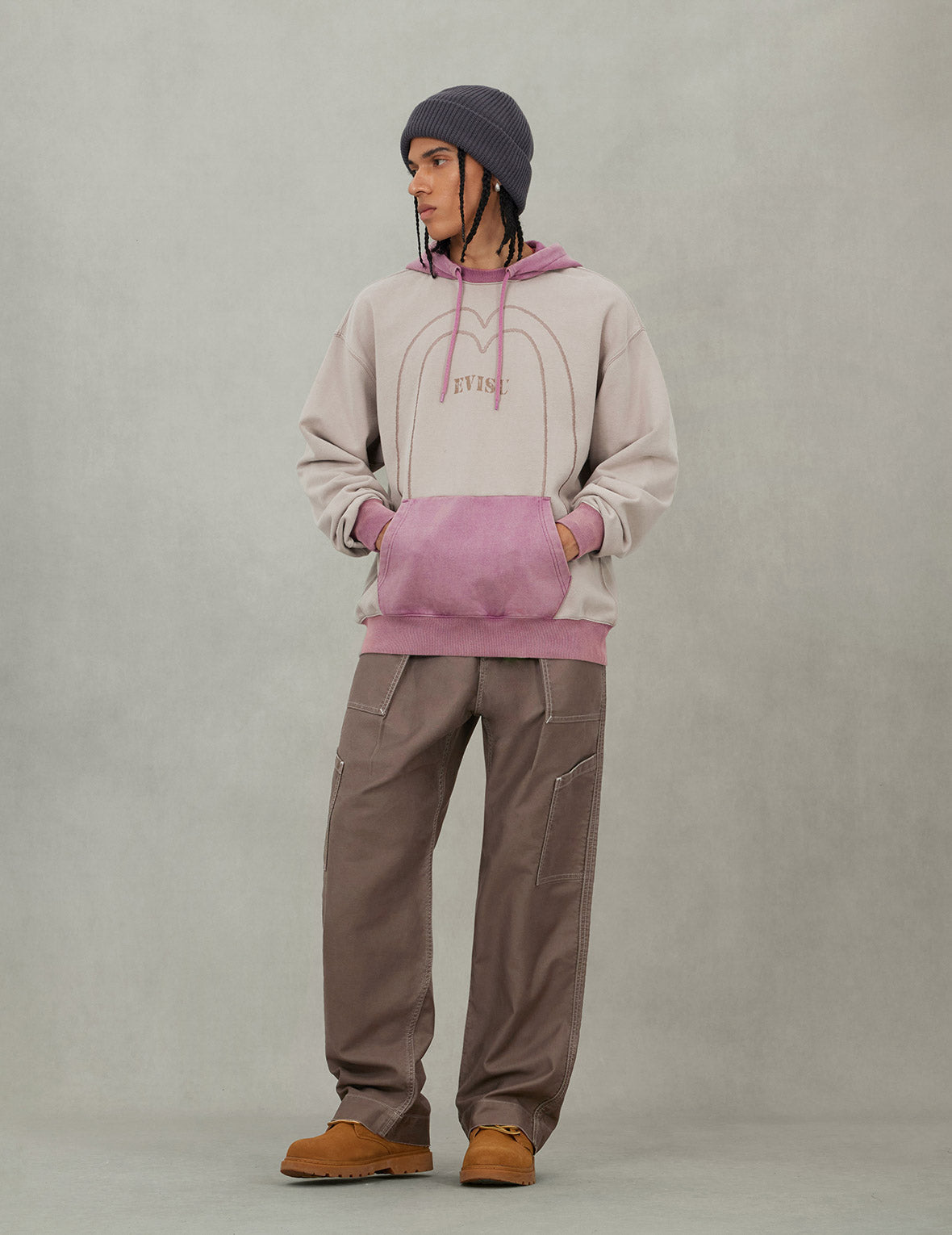 Color blocking Logo print and Daicock Embroidery Regular Fit Hoodie