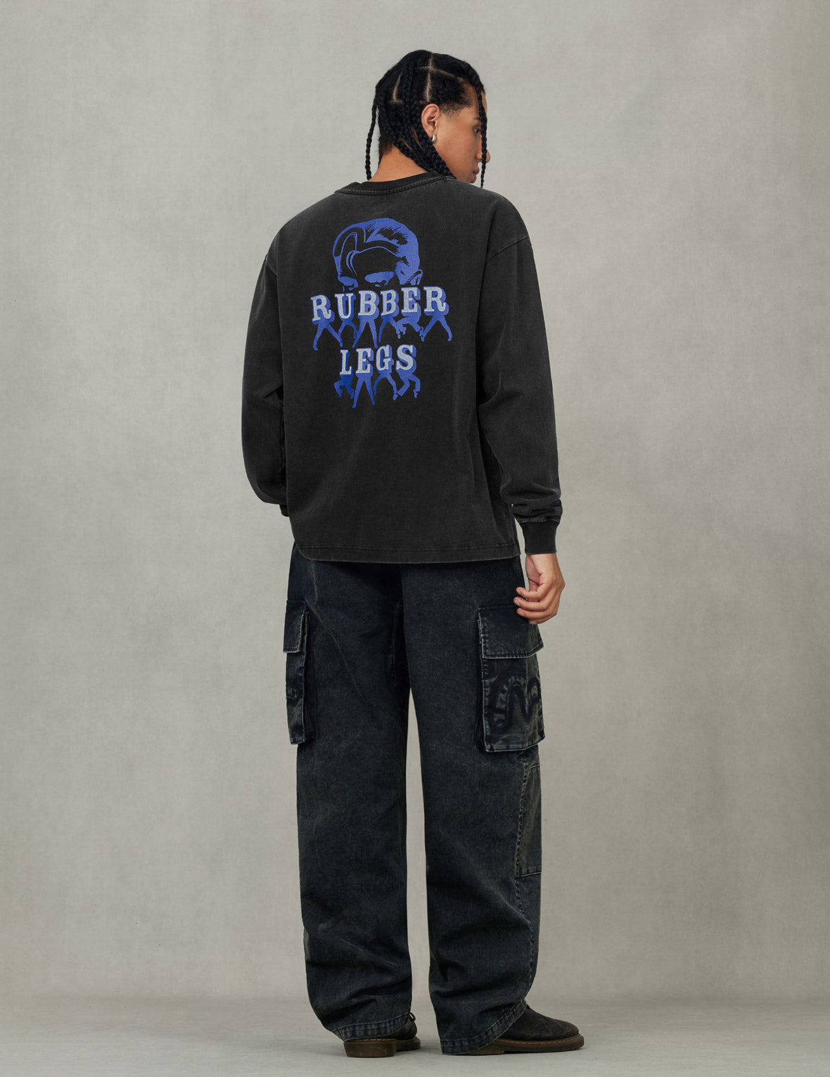 海鷗與美國舞蹈印花寬版休閒長袖T恤