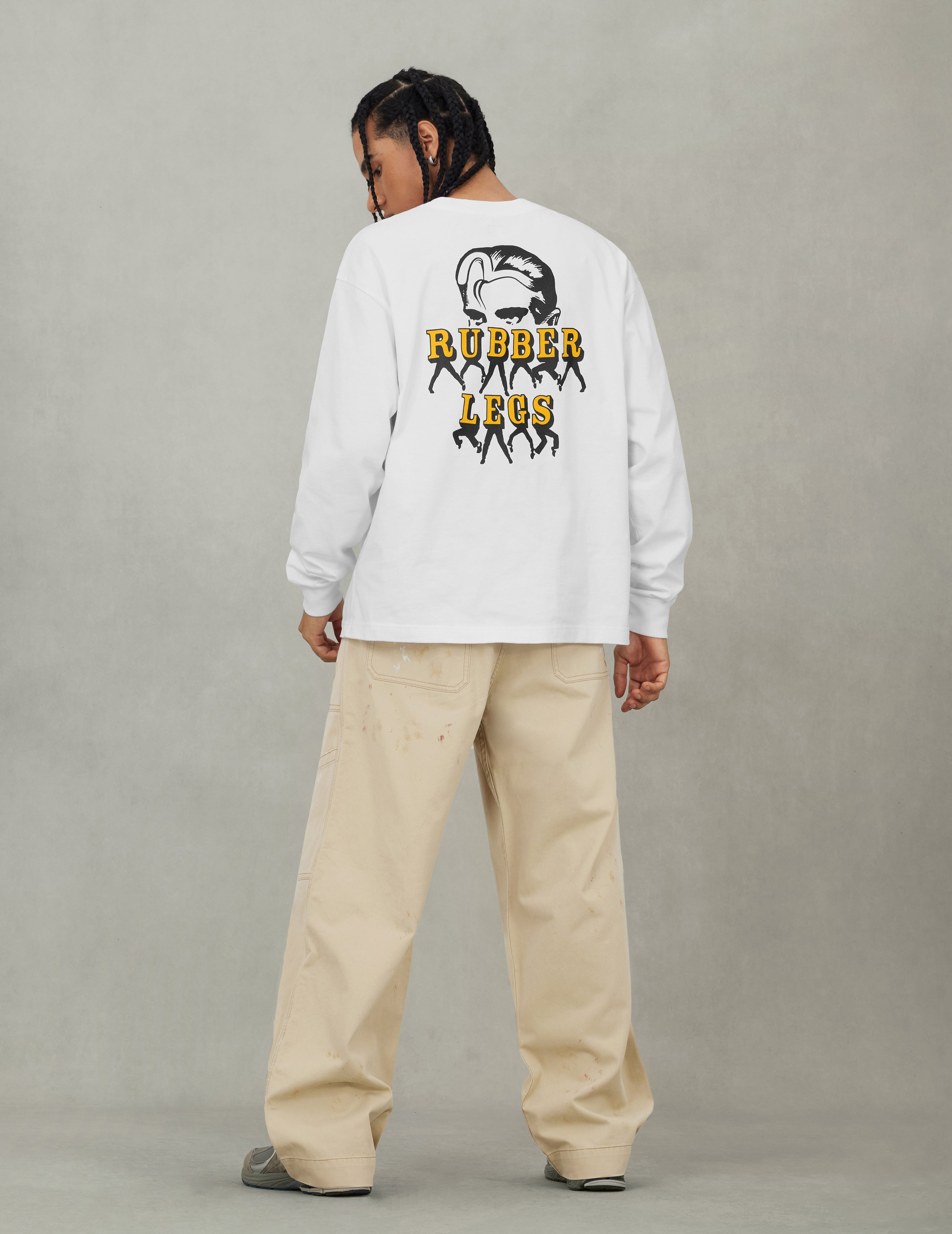 海鷗與美國舞蹈印花寬版休閒長袖T恤