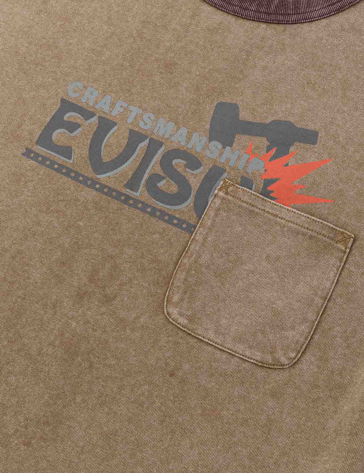 EVISU Workwear Print Relax Fit Ringer T-shirt