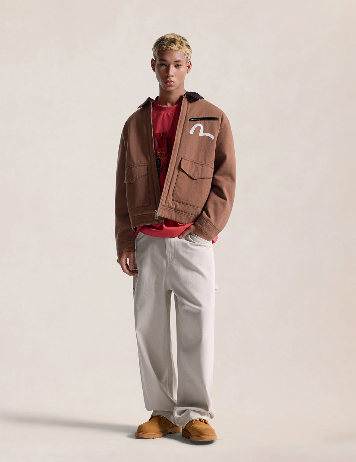 Light Padded Brown Canvas Work Jacket