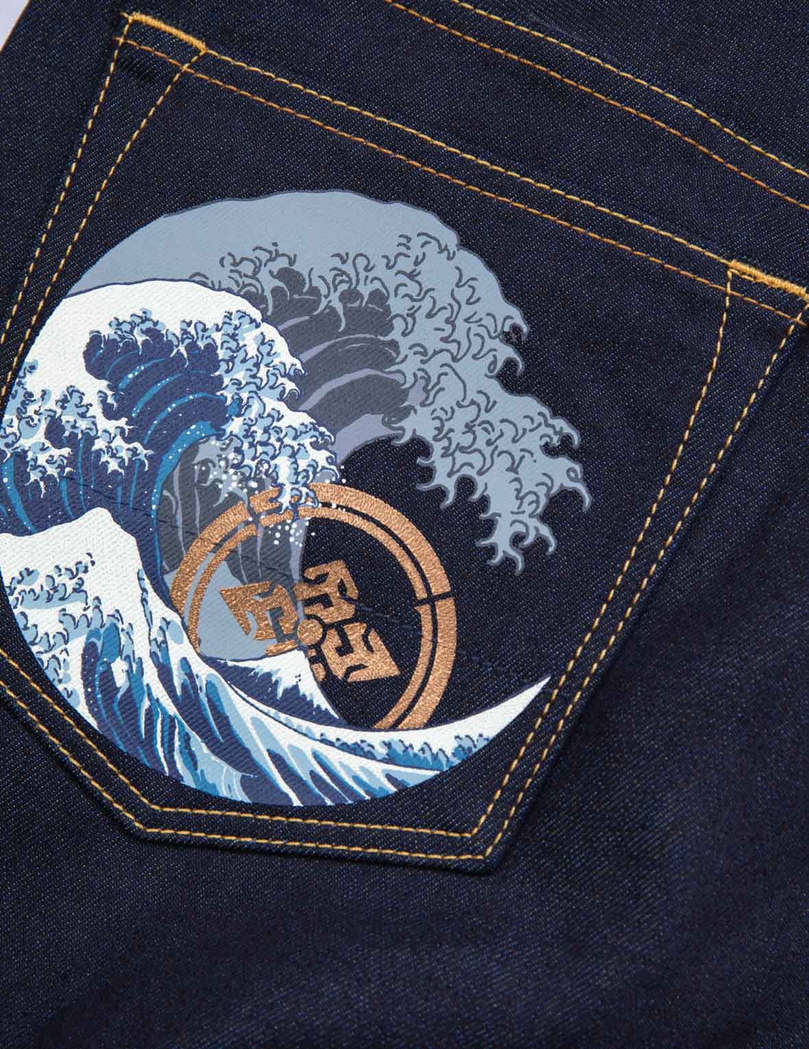 浮世繪及家花印花立體束腳褲