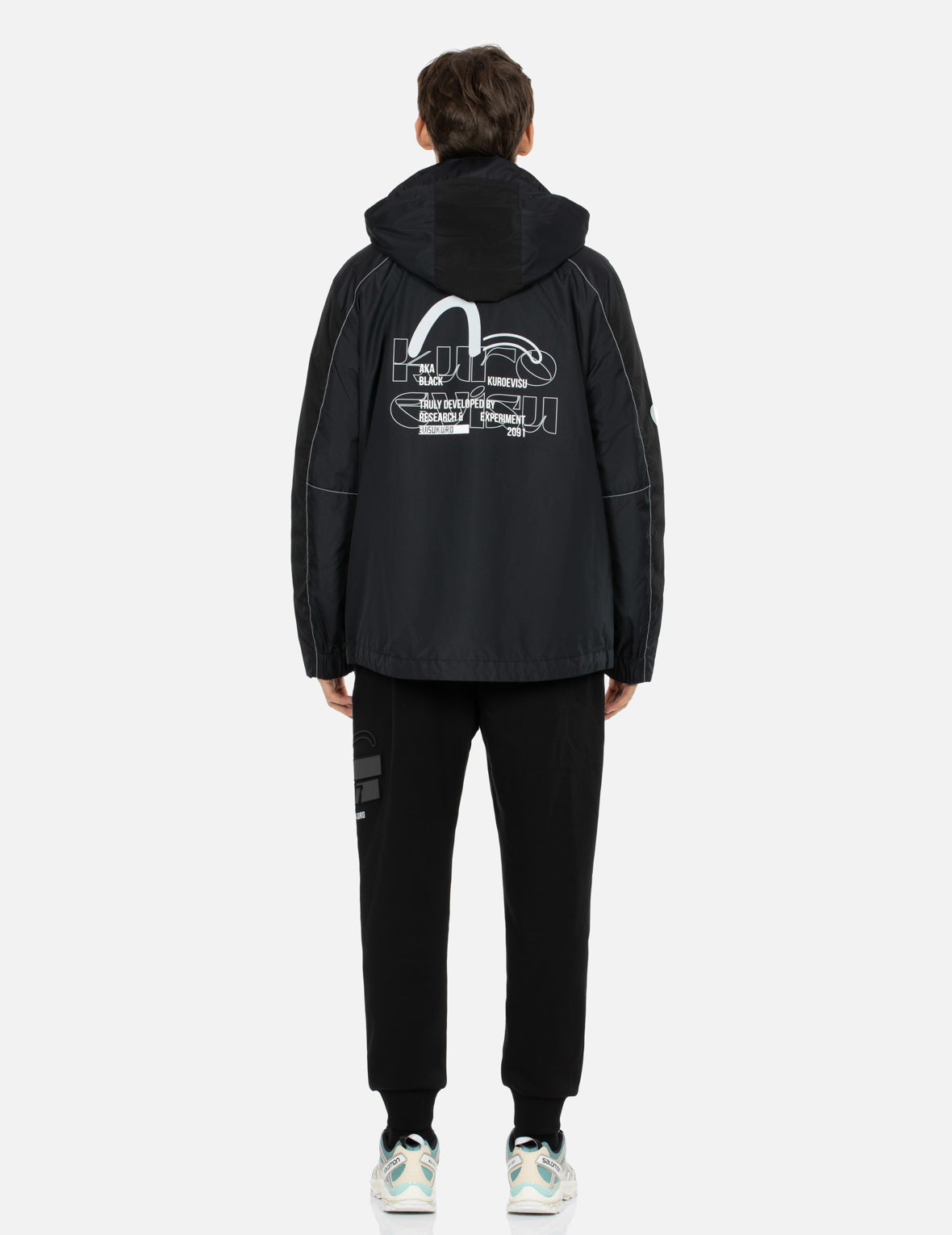 Seagull and Logo Print Slim Fit Windbreaker