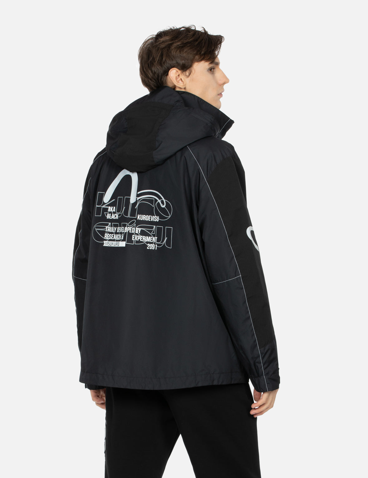 Seagull and Logo Print Slim Fit Windbreaker