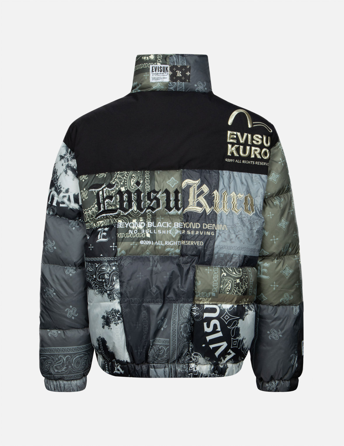 Multi Pattern with 3D Logo Embroidery Relax Fit Down Jacket