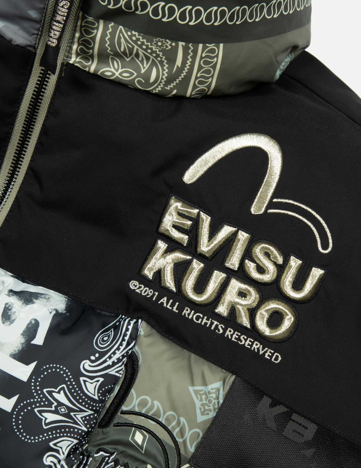 Multi Pattern with 3D Logo Embroidery Relax Fit Down Jacket