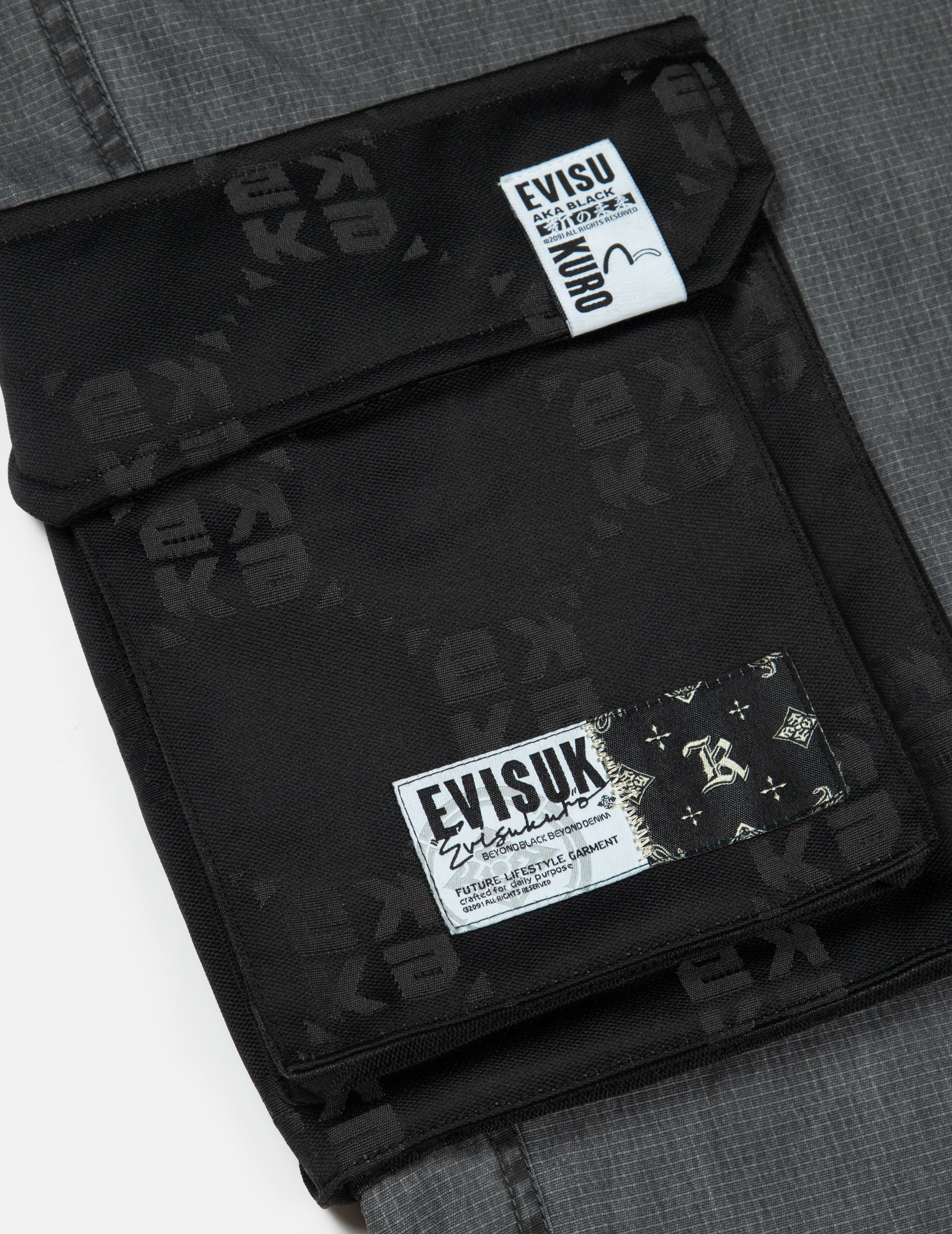染色品牌商標口袋寬版束褲