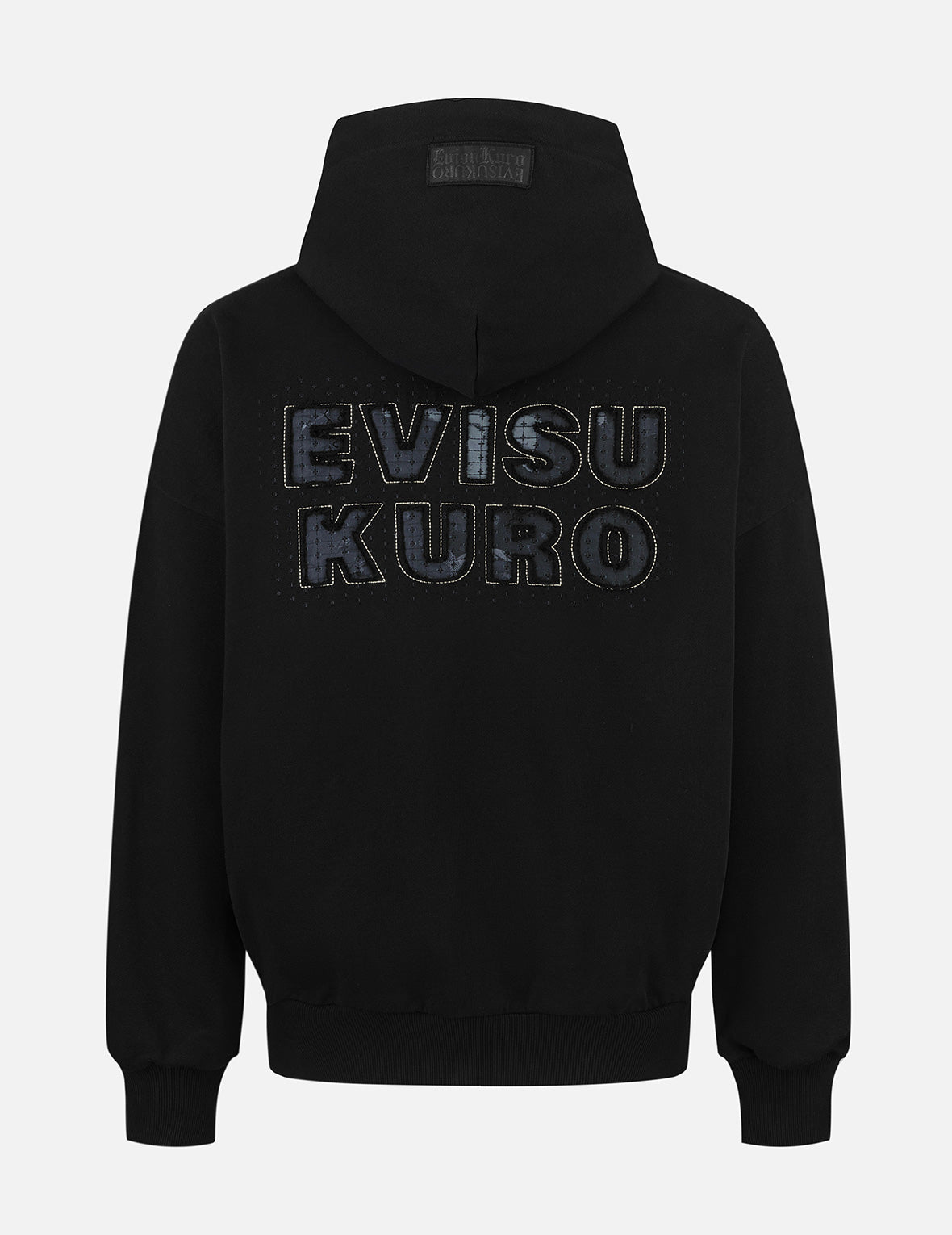 Sashiko Embroidery Appliqué and Seagull Print Oversized Hoodie