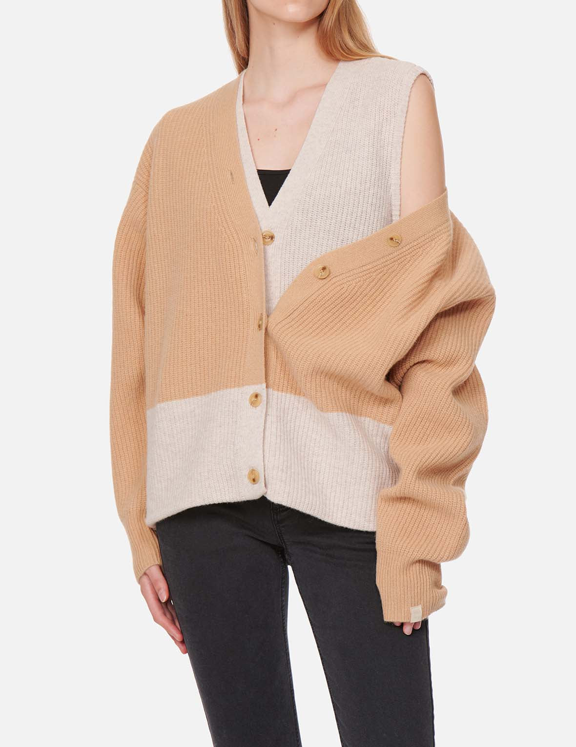 標誌刺繡兩件套針織開衫