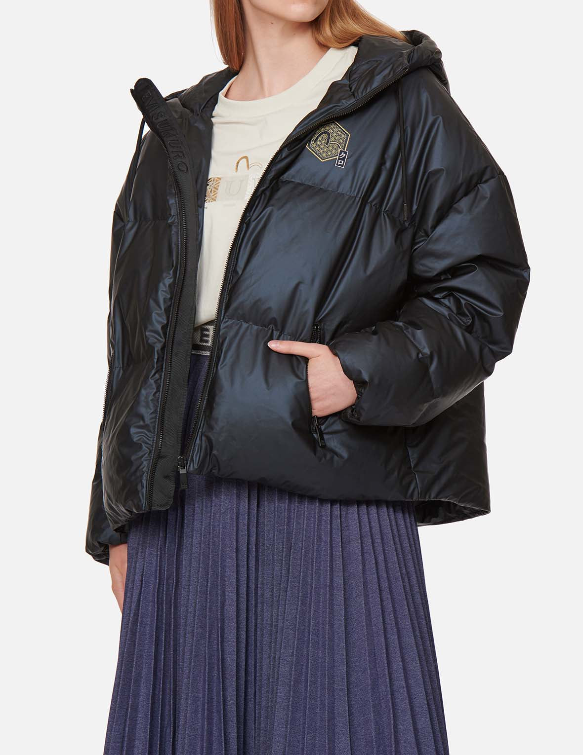 織錦圖案小海鷗刺繡羽絨外套