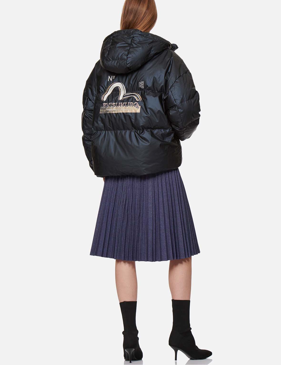 織錦圖案小海鷗刺繡羽絨外套