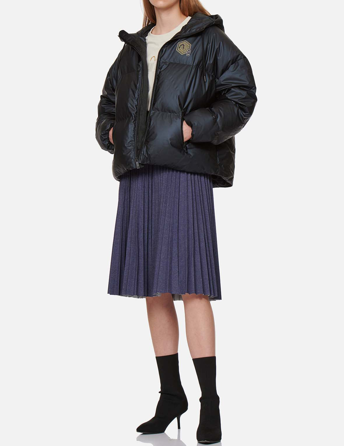 織錦圖案小海鷗刺繡羽絨外套