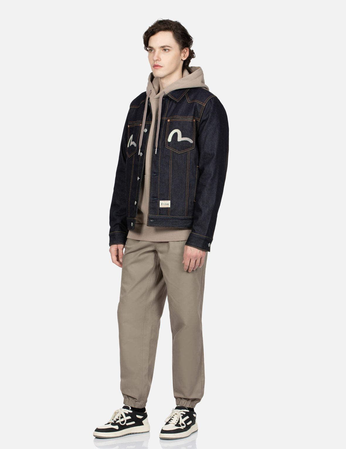 Double Kamon Embroidery Regular Fit Denim Jacket