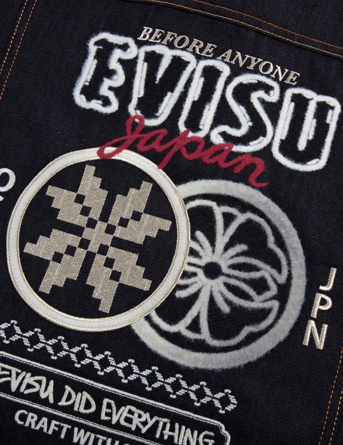 Double Kamon Embroidery Regular Fit Denim Jacket