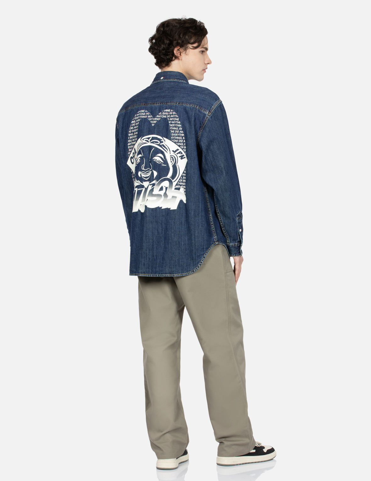 Seagull and Kamon Print Straight Fit Chino Pants