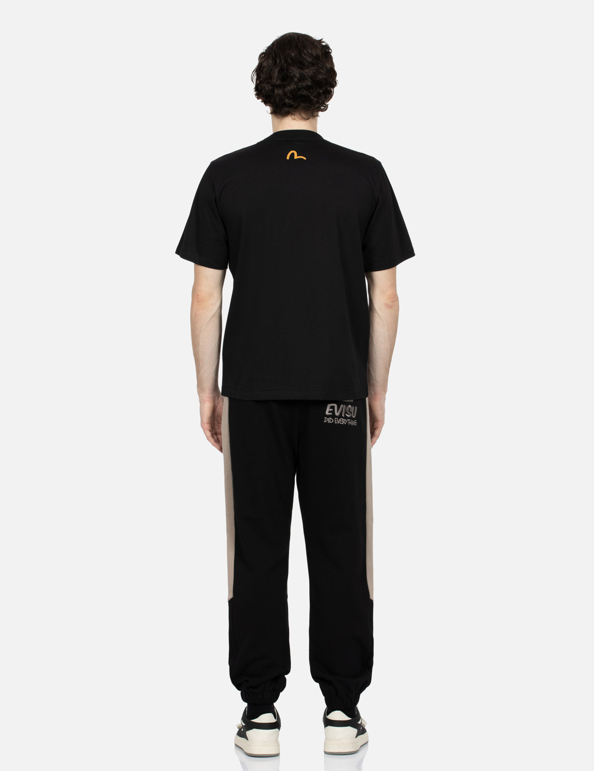 Fair Isle Pattern Kamon Embroidery Color-blocking Straight Fit Sweatpants