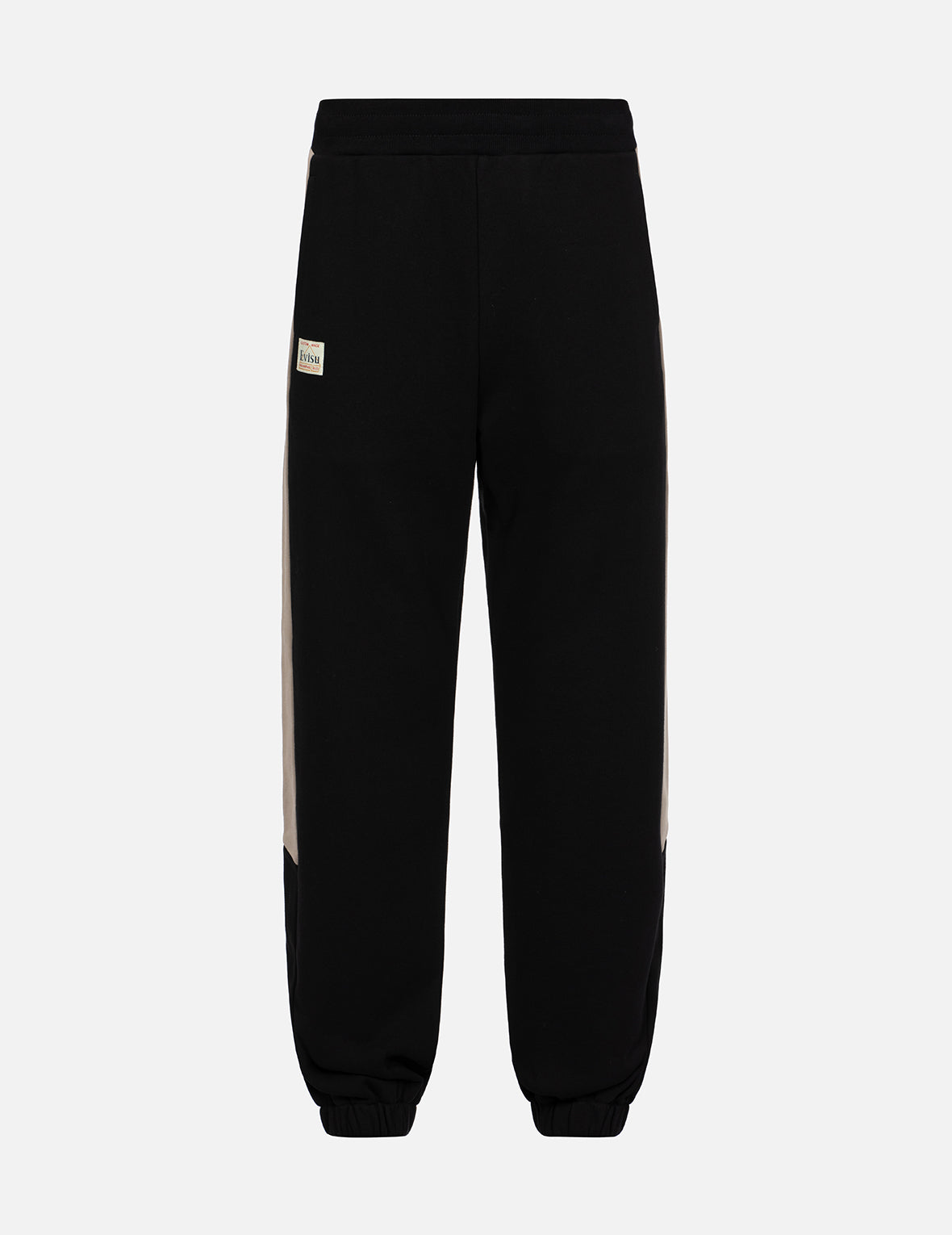 Fair Isle Pattern Kamon Embroidery Color-blocking Straight Fit Sweatpants