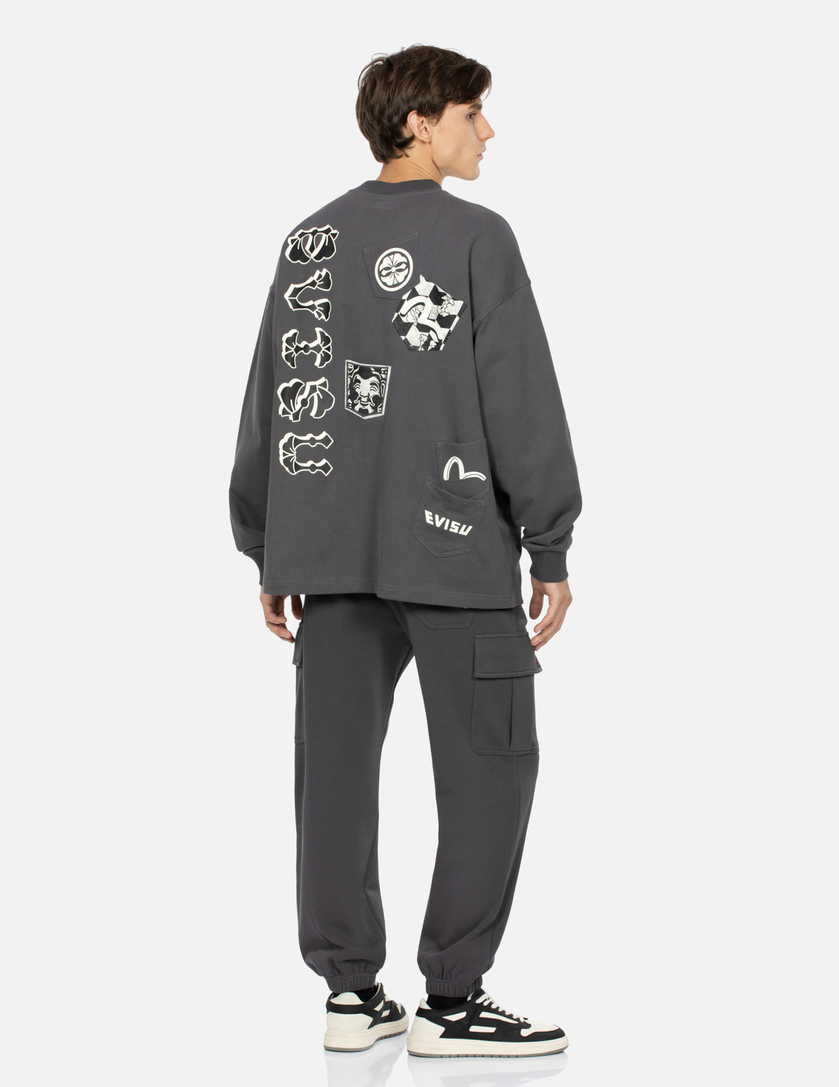 Logo Print Straight Fit Cargo Sweatpants