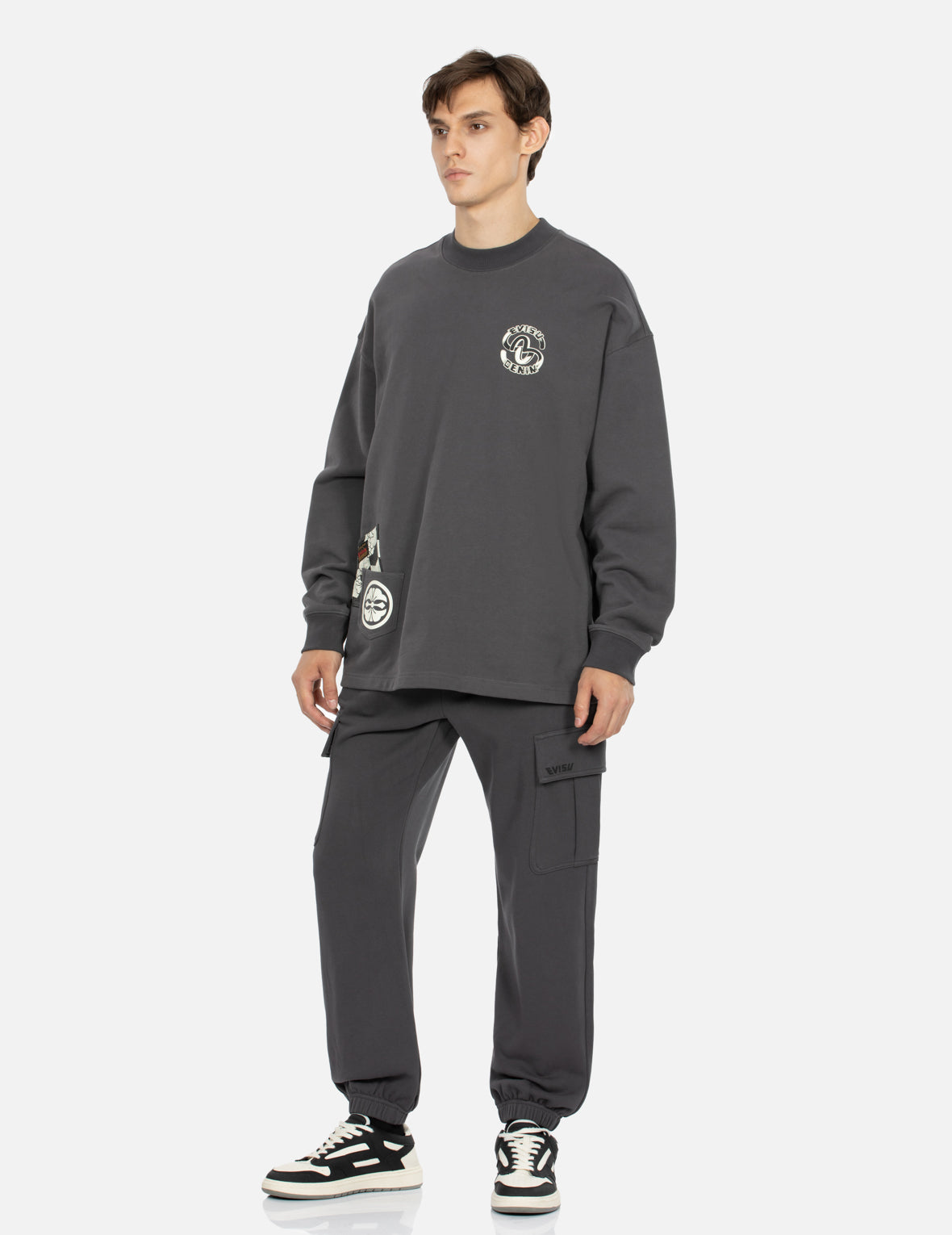 Logo Print Straight Fit Cargo Sweatpants