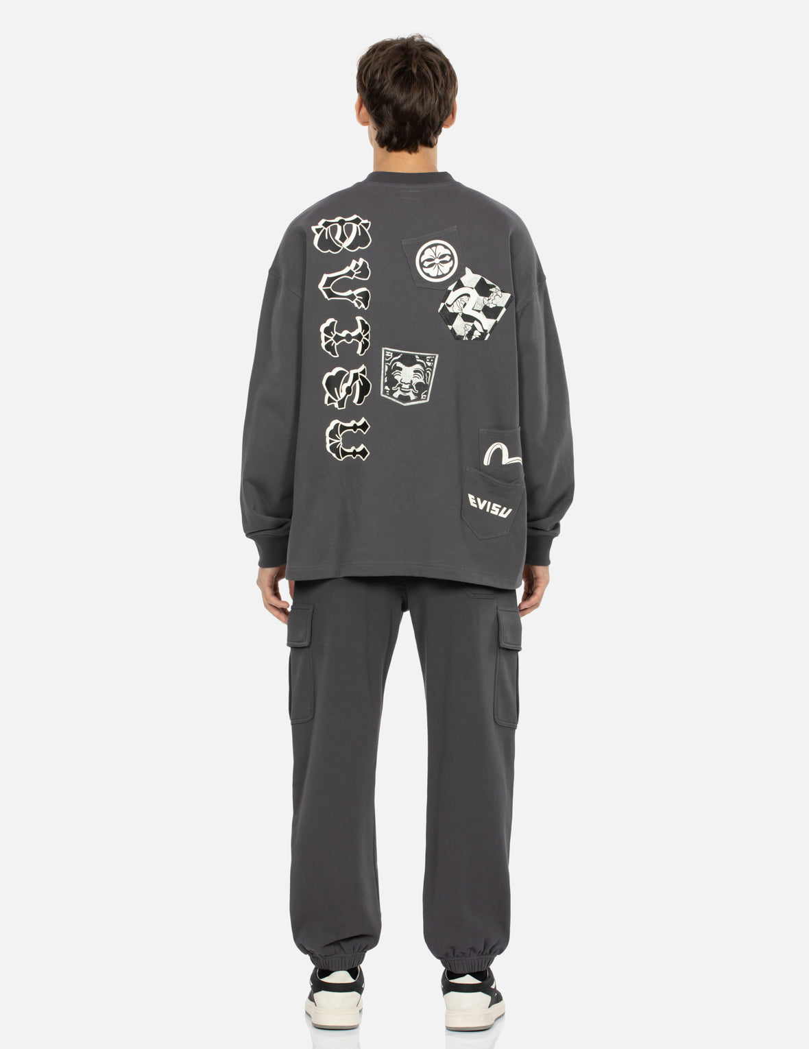 Logo Print Straight Fit Cargo Sweatpants