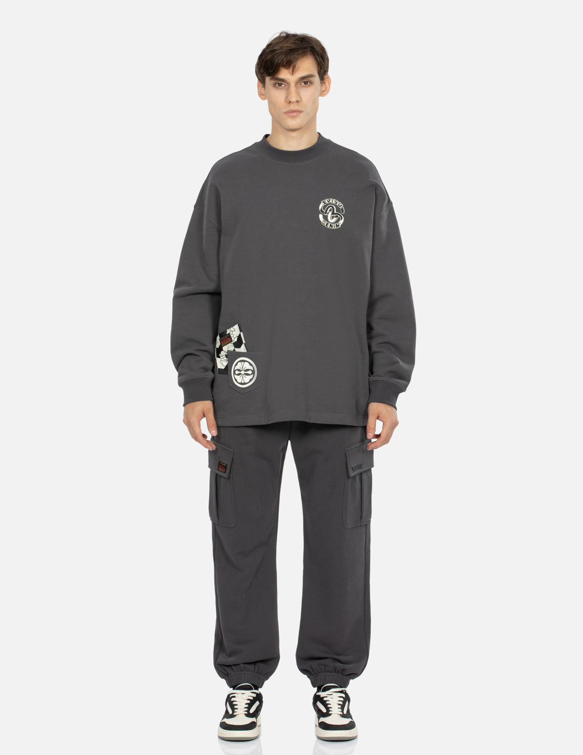 Logo Print Straight Fit Cargo Sweatpants