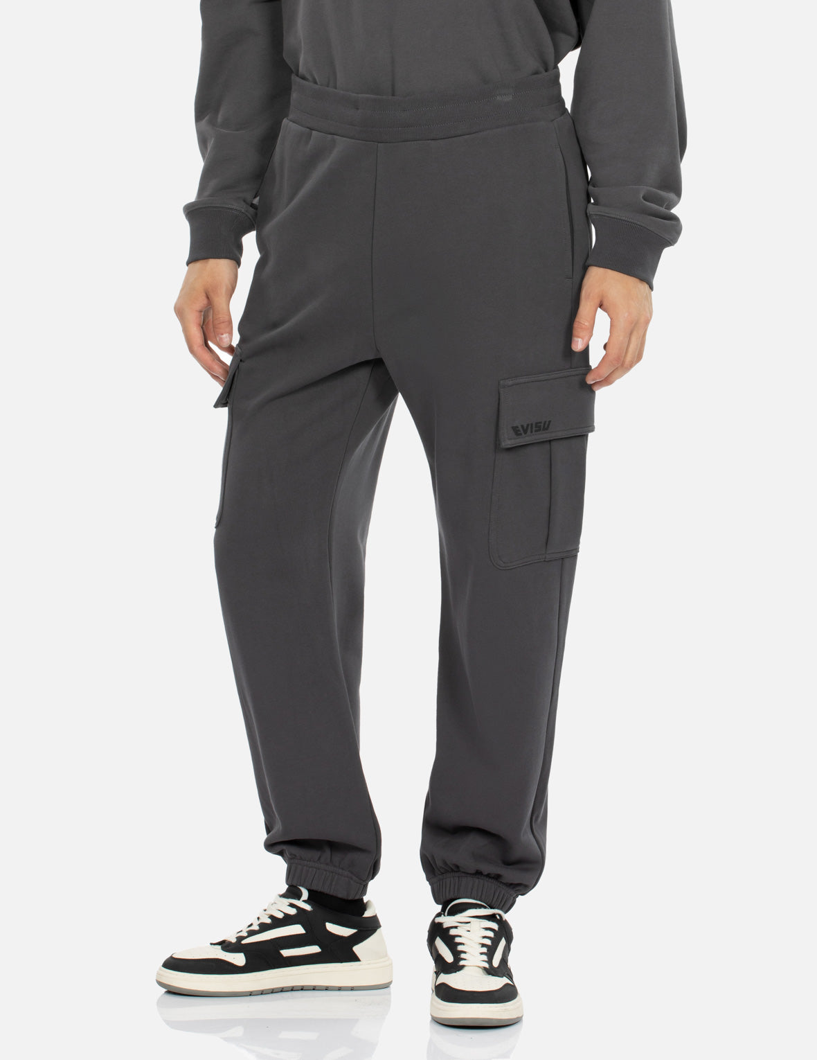 Logo Print Straight Fit Cargo Sweatpants