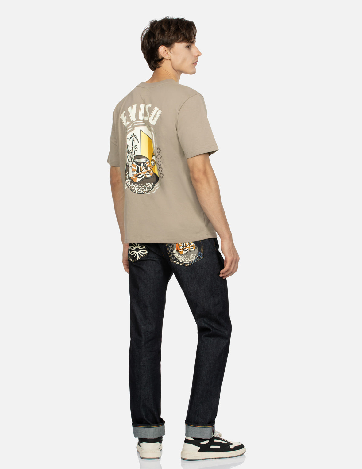 Kumadori Daruma and Lantern Print Regular Fit T-shirt
