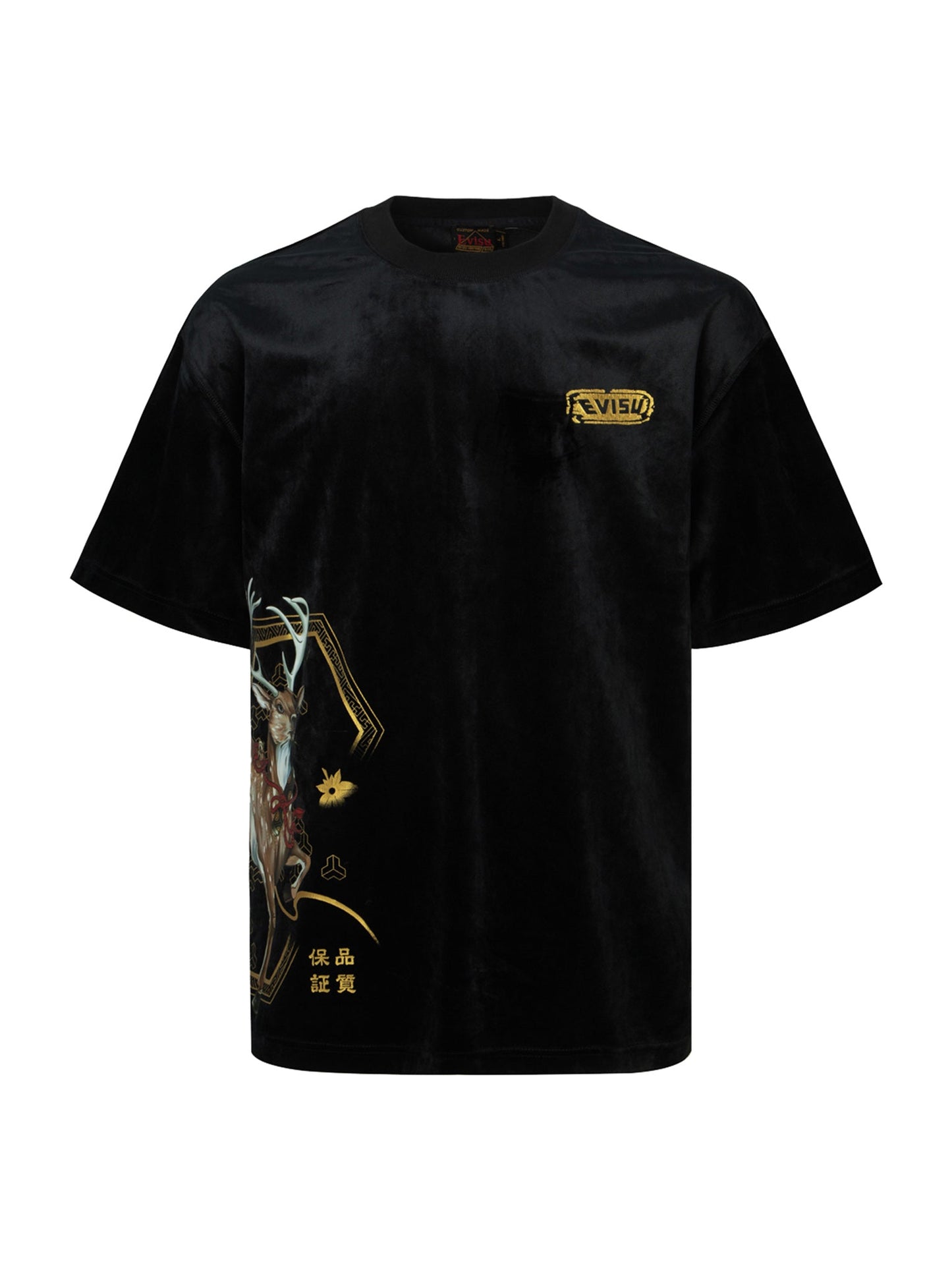 Divine Deer Print and Foil Logo Loose Fit T-shirt