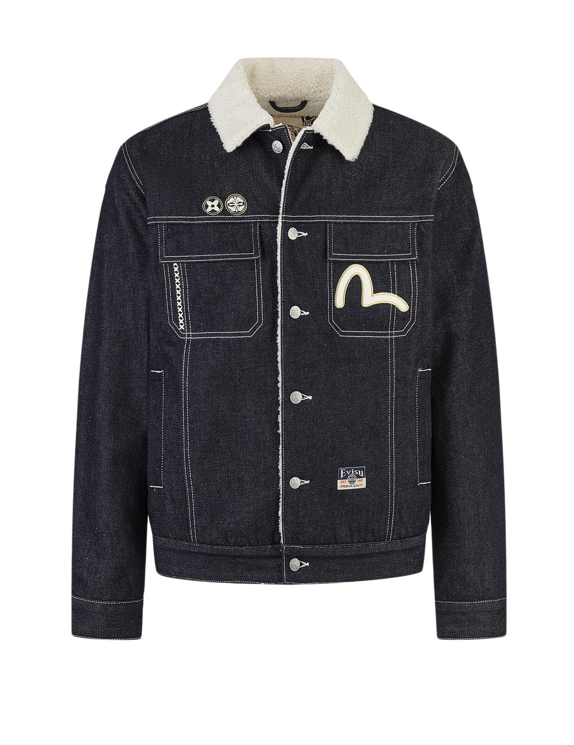 Contracting Embroidery and Inserted Daicock Relax Fit Denim Jacket