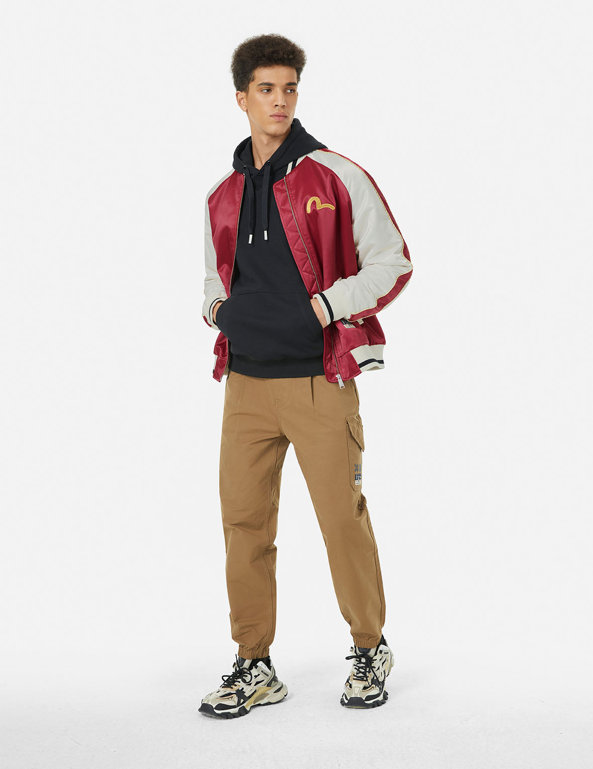 忍者達摩刺繡寬版休閒橫須賀外套