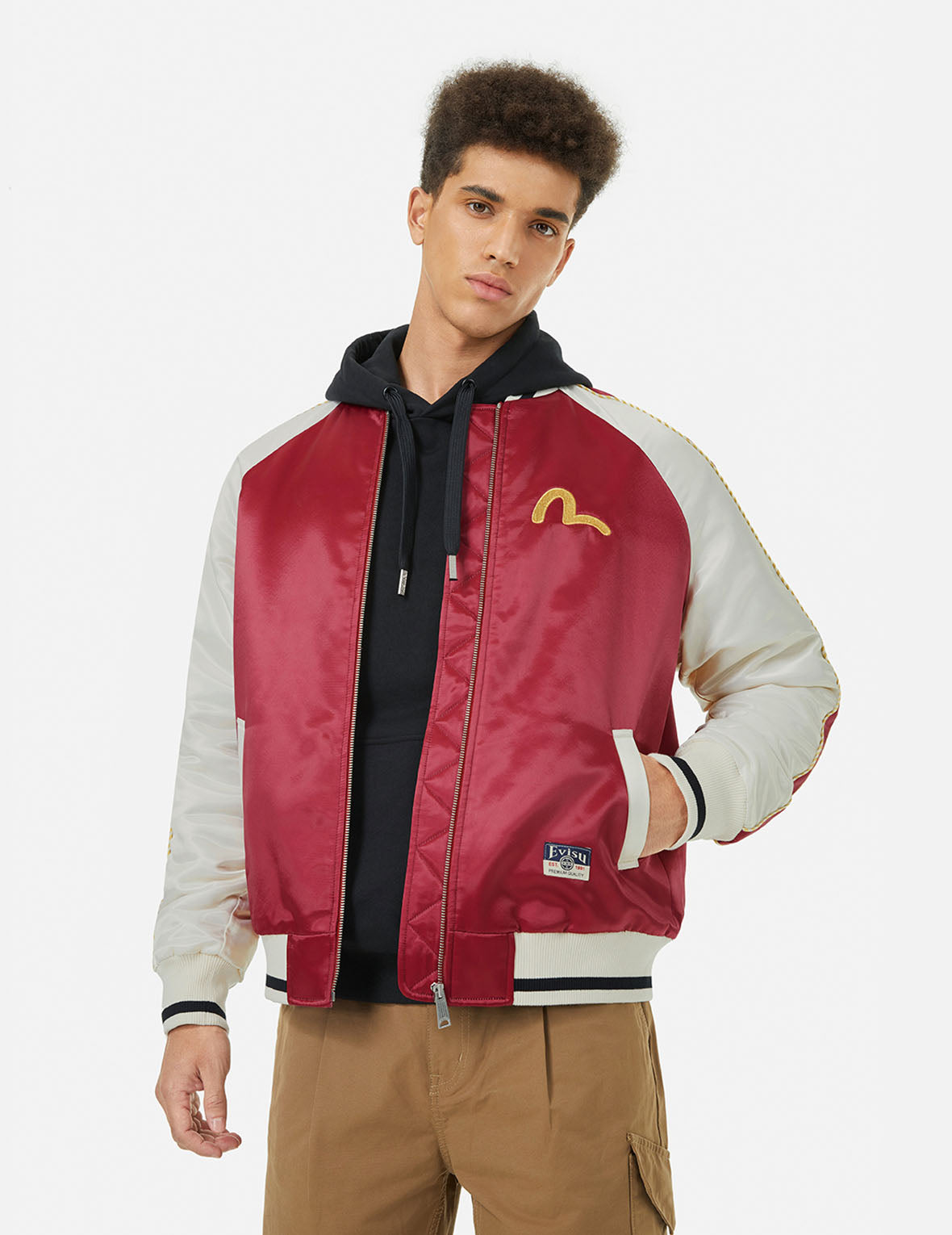 忍者達摩刺繡寬版休閒橫須賀外套