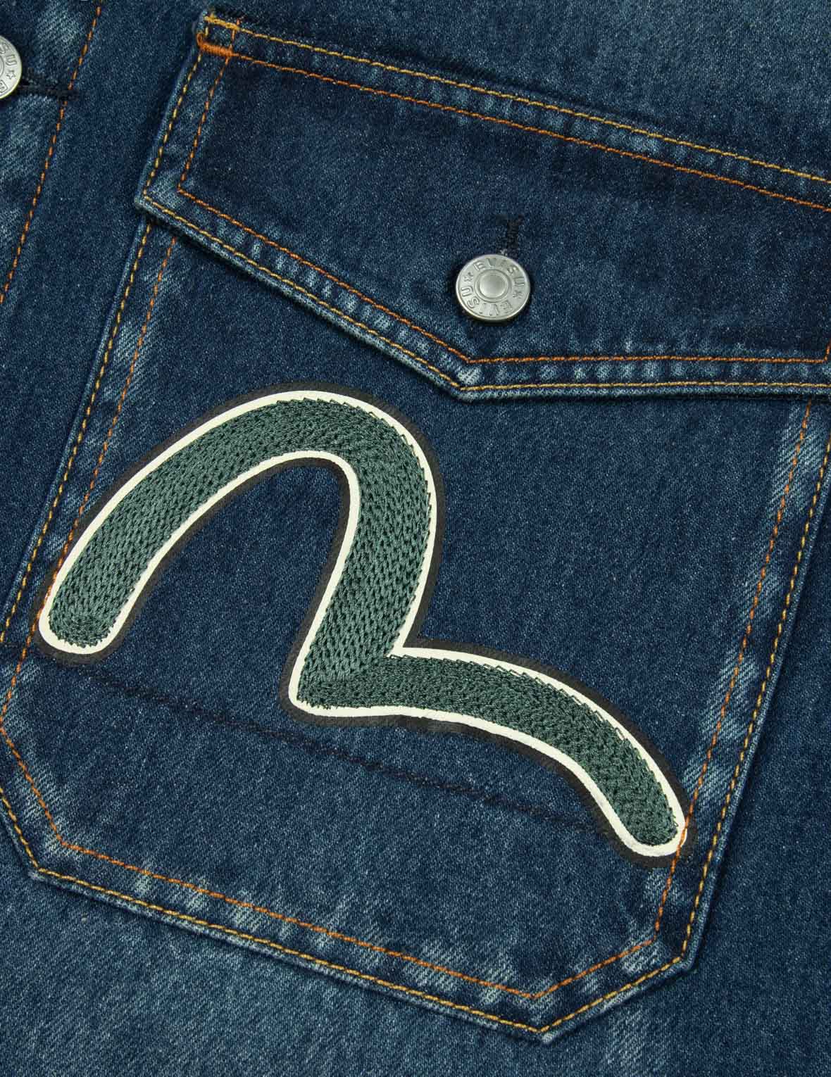 Sheridan Daicock Print and Seagull Embroidery Regular Fit Denim Shirt Jacket