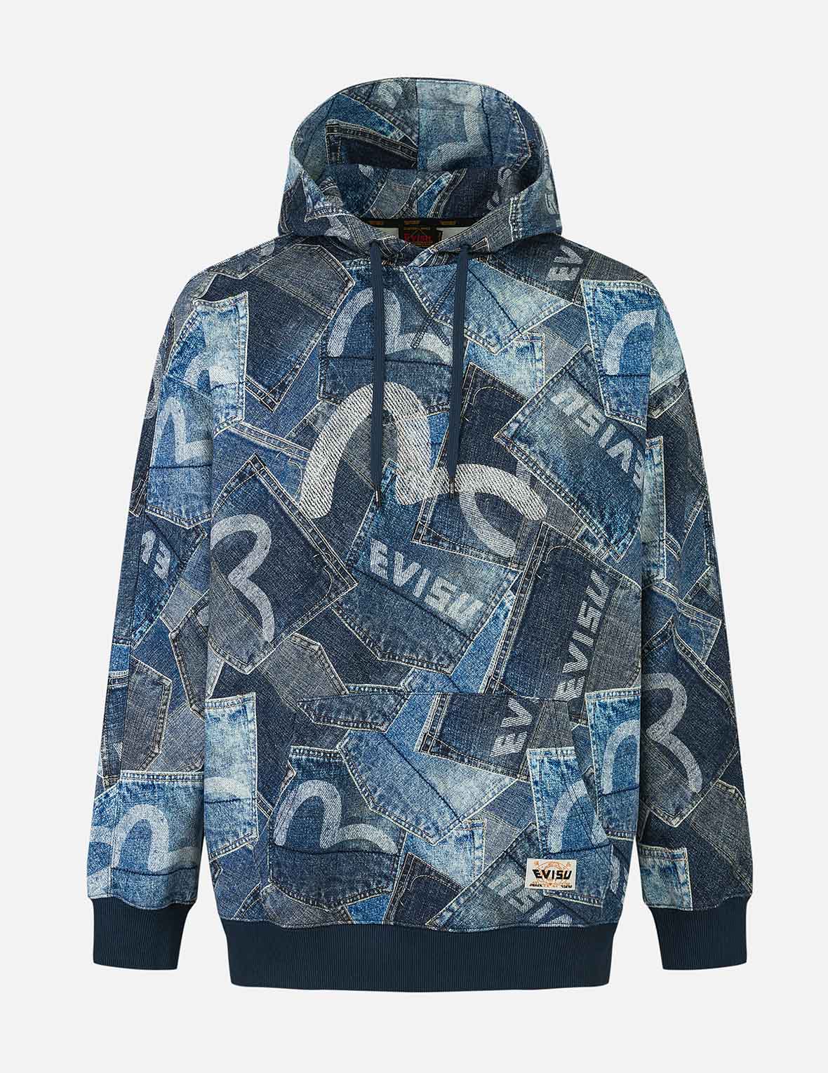 Allover Seagull Pocket Print Loose Fit Hoodie - Main Image