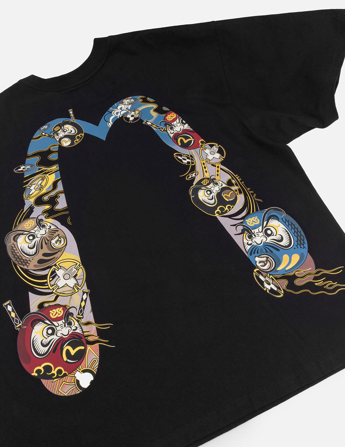 Logo and Ninja Daruma Daicock Print Loose Fit T-shirt