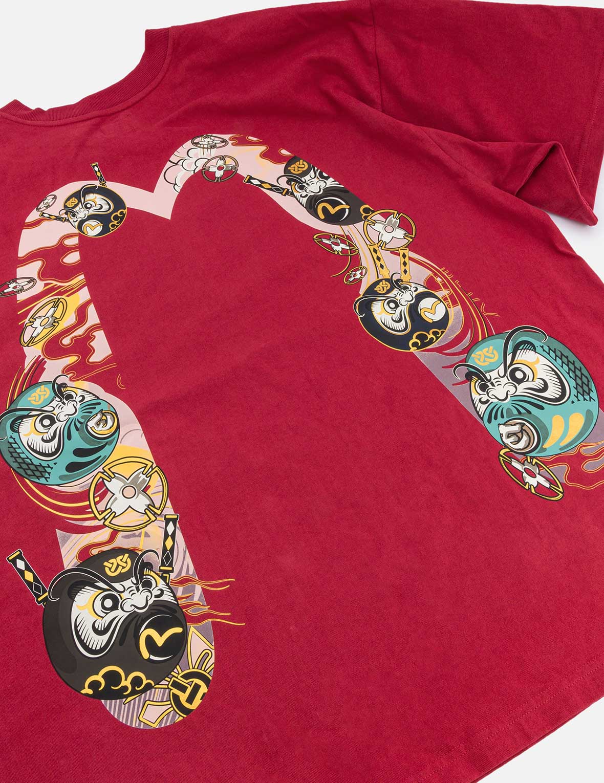 Logo and Ninja Daruma Daicock Print Loose Fit T-shirt