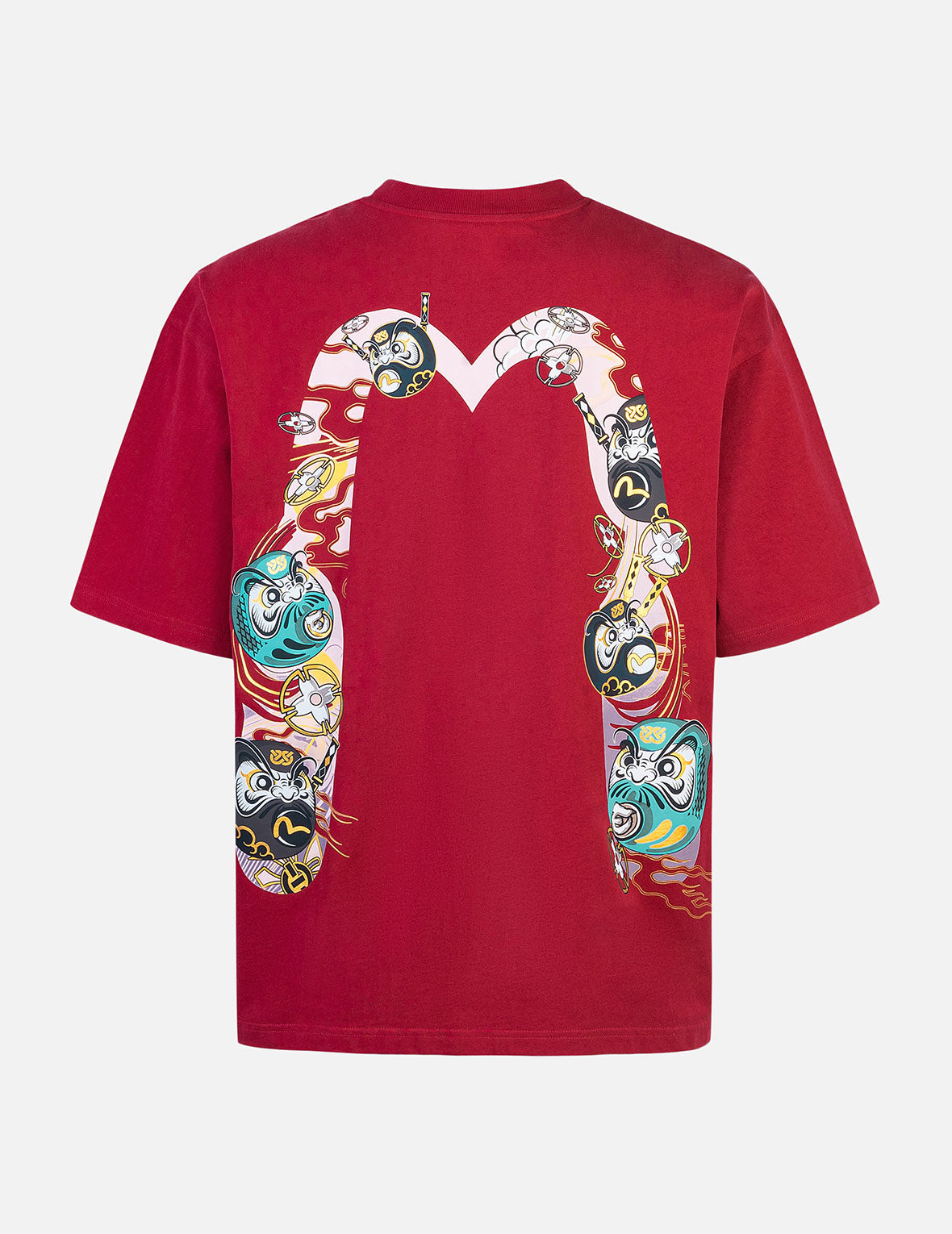 Logo and Ninja Daruma Daicock Print Loose Fit T-shirt